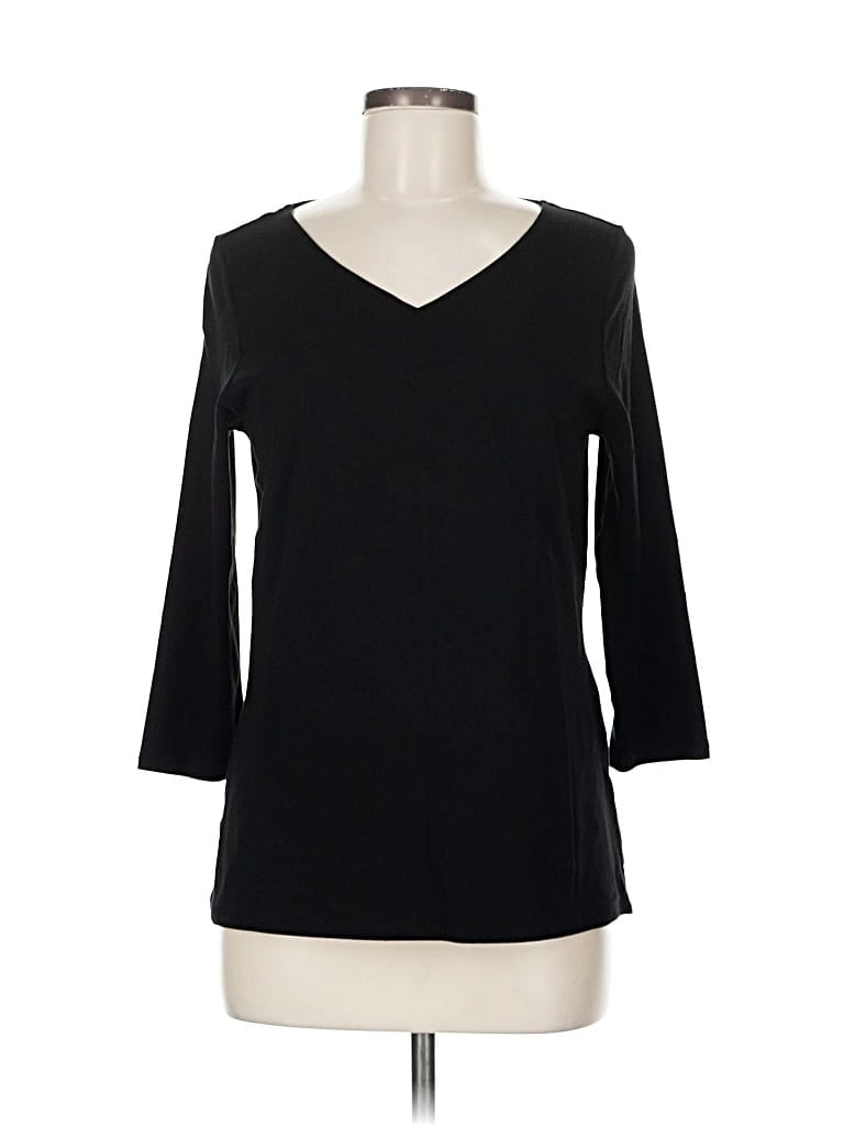 Pre-owned Chico's 3/4 Sleeve T-shirt In Black