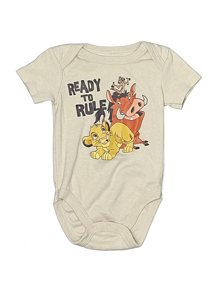 Pre-owned Disney Baby Kids' Short Sleeve Onesie In White