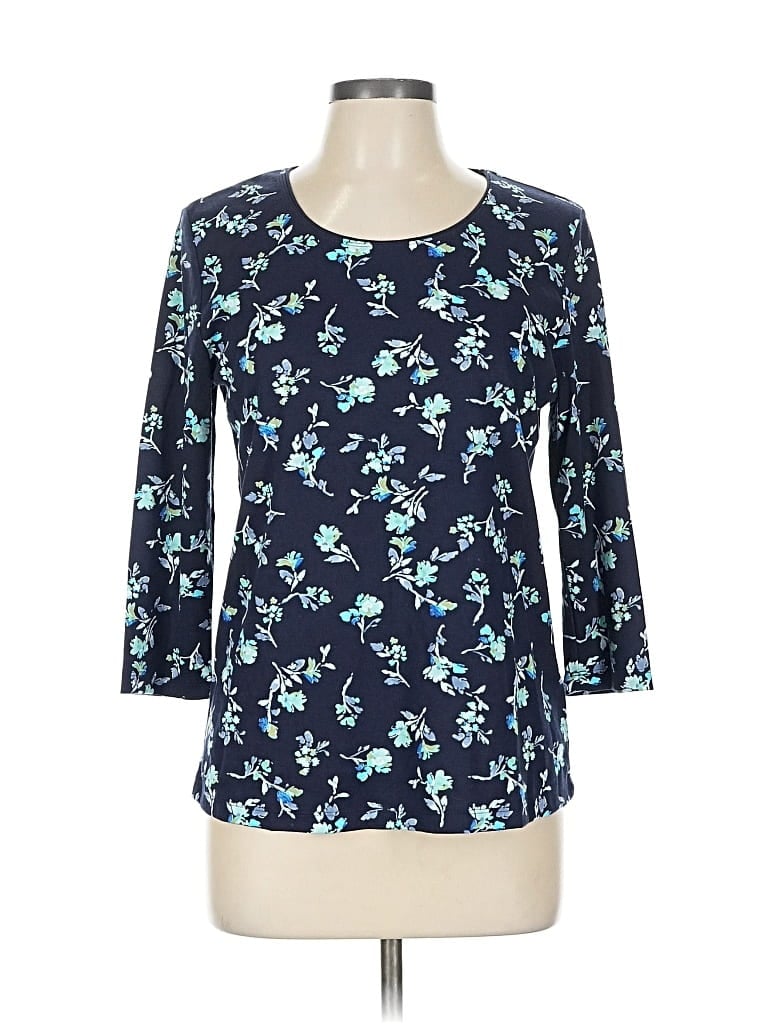 Pre-owned Karen Scott 3/4 Sleeve T-shirt In Blue