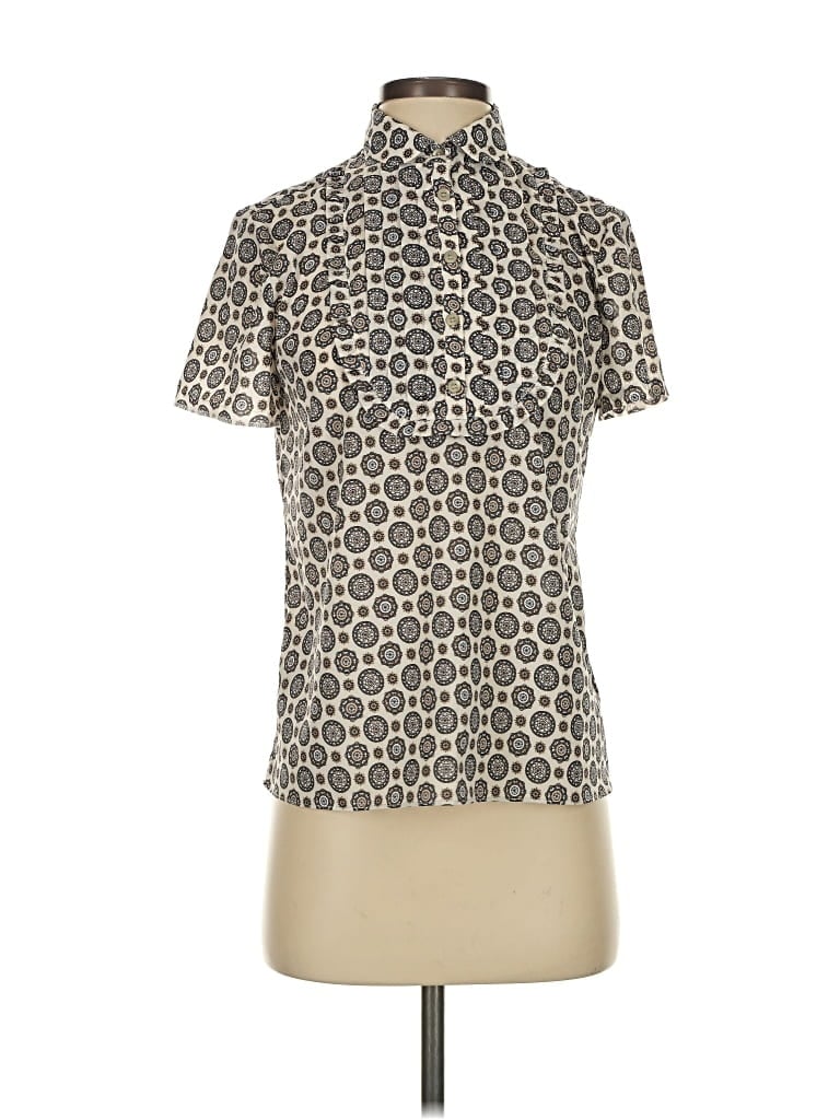 Pre-owned J.crew Factory Store Short Sleeve Blouse In White