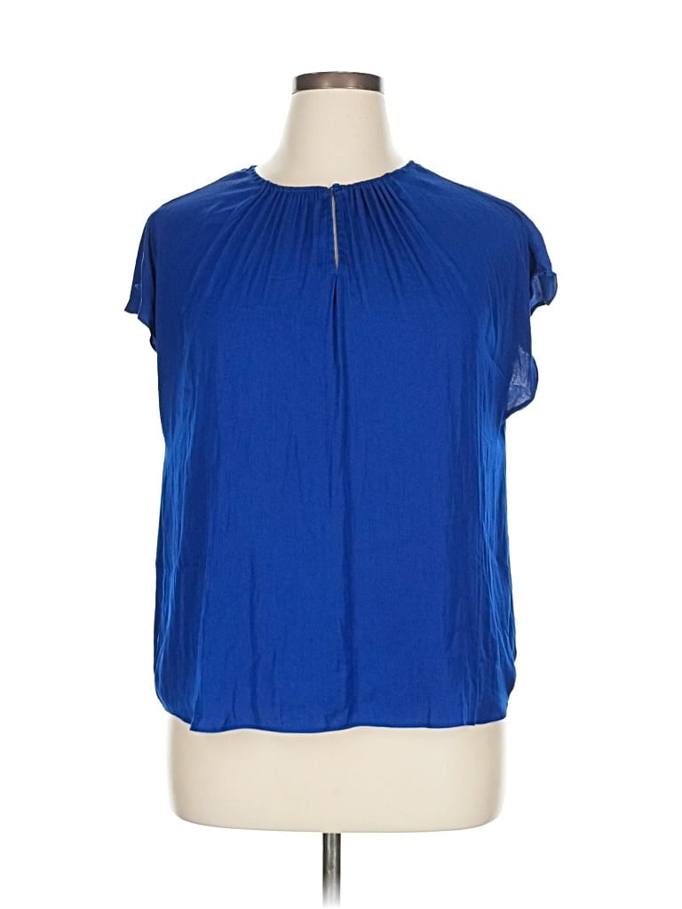 Pre-owned Rachel Rachel Roy Short Sleeve Blouse In Blue