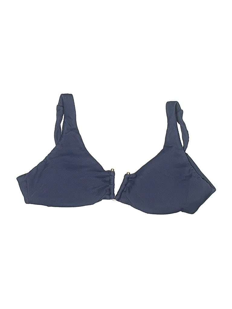 Pre-owned Pq Swim Swimsuit Top Blue Solid Pattern Swimwear