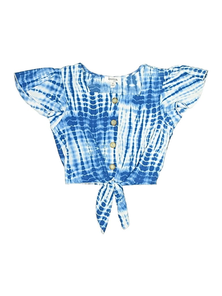 Pre-owned Speechless Kids' Short Sleeve Blouse In Blue