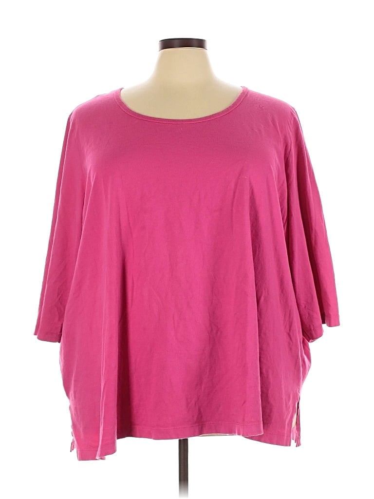 Pre-owned Woman Within 3/4 Sleeve T-shirt In Pink