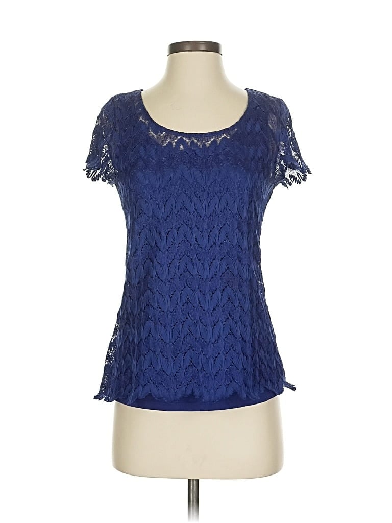 Pre-owned Ann Taylor Factory Short Sleeve T-shirt In Blue