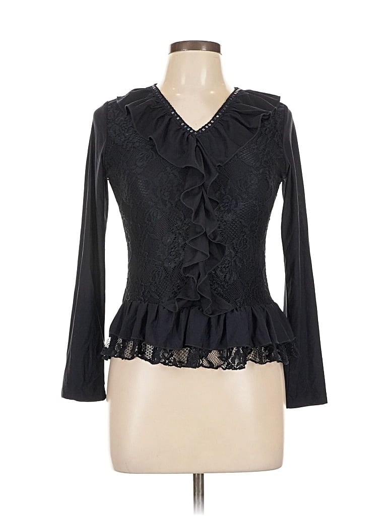 Pre-owned Assorted Brands 3/4 Sleeve Blouse In Black