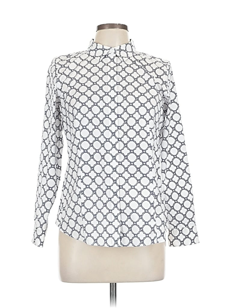 Pre-owned Talbots Long Sleeve Blouse In White