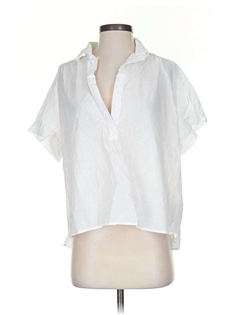 Pre-owned Cali By Cali Dreaming Short Sleeve Blouse In White