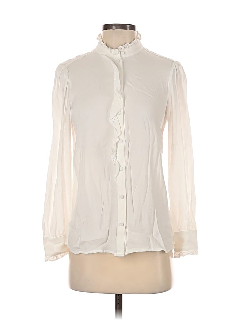 Pre-owned Pedro Del Hierro Long Sleeve Blouse In White