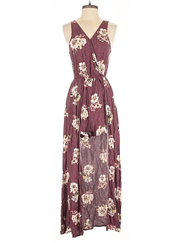 Pre-owned Xhilaration Jumpsuit In Burgundy