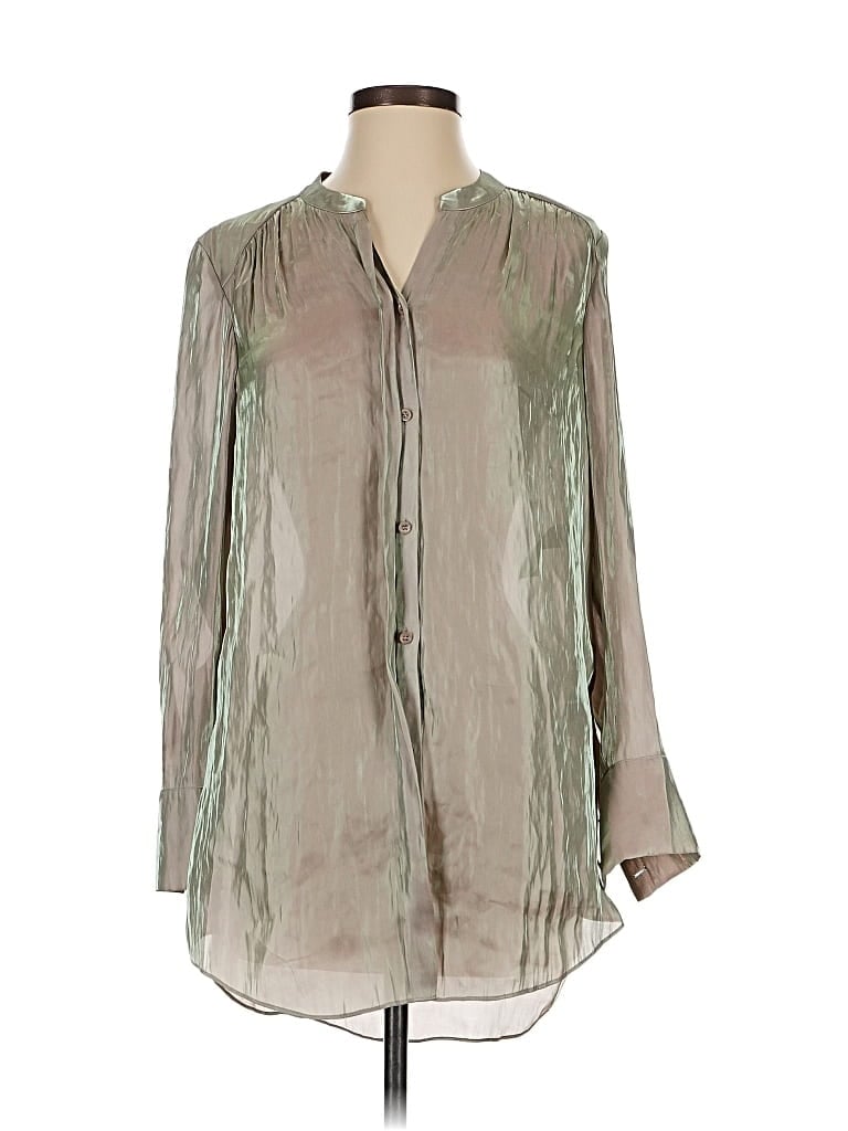 Pre-owned Black Label By Chico's Long Sleeve Blouse In Gray