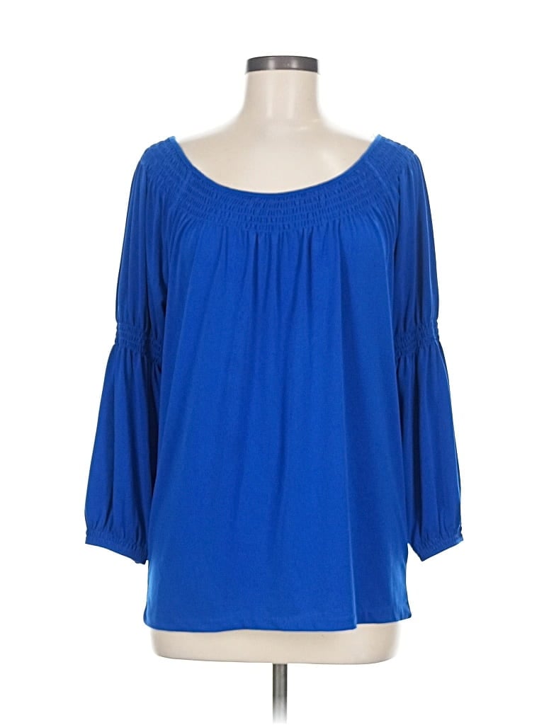 Pre-owned Anne Klein 3/4 Sleeve Blouse In Blue
