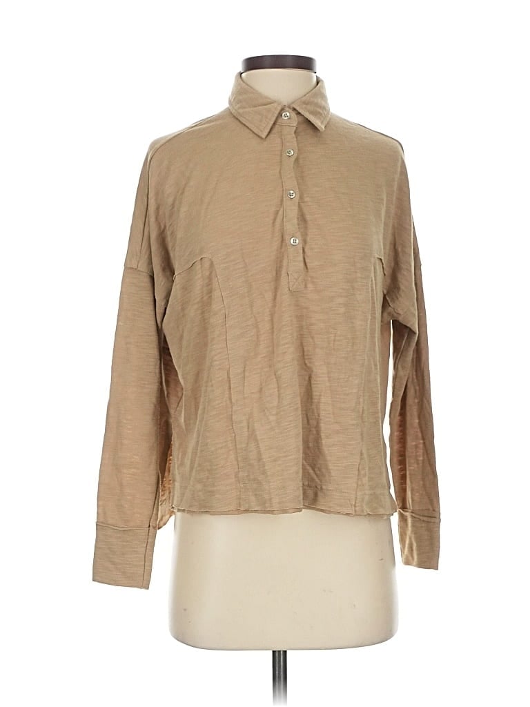 Pre-owned In-loom Long Sleeve Polo Shirt In Brown