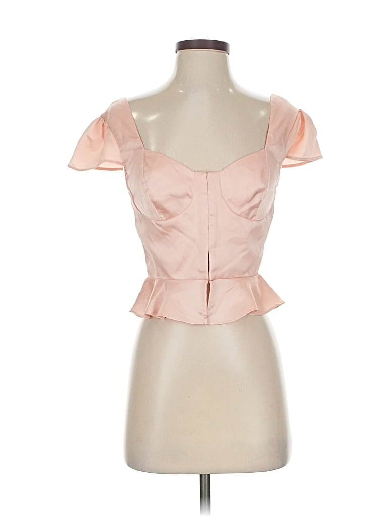 Pre-owned Superdown Short Sleeve Top Pink Sweetheart Neckline Tops