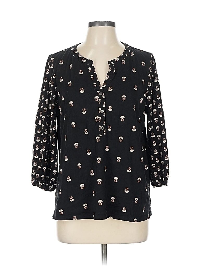Pre-owned Purejill 3/4 Sleeve Blouse In Black