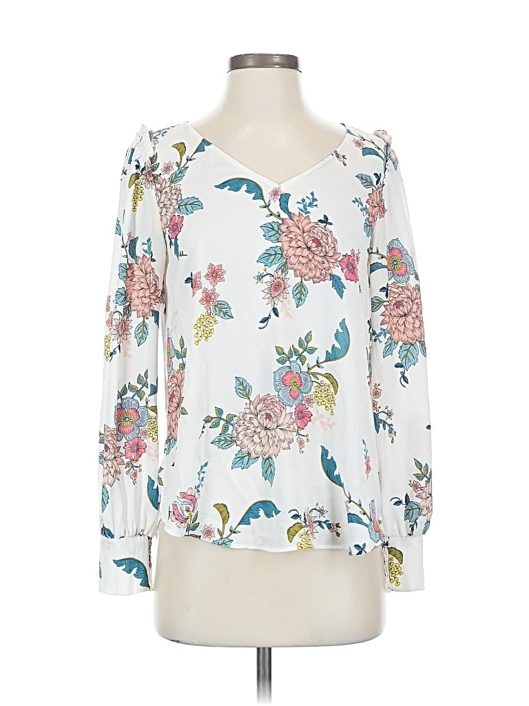 Pre-owned Ann Taylor Loft Long Sleeve Blouse In White