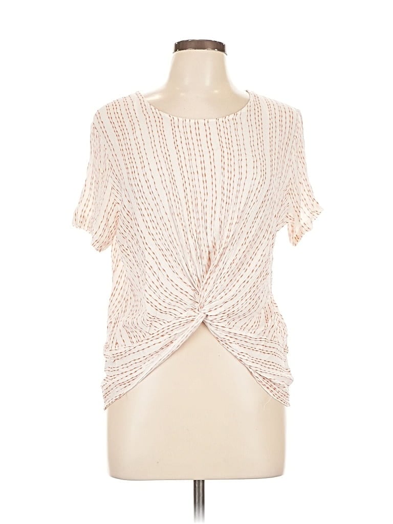 Pre-owned Potter's Pot Short Sleeve Top White Cowl Neck Tops