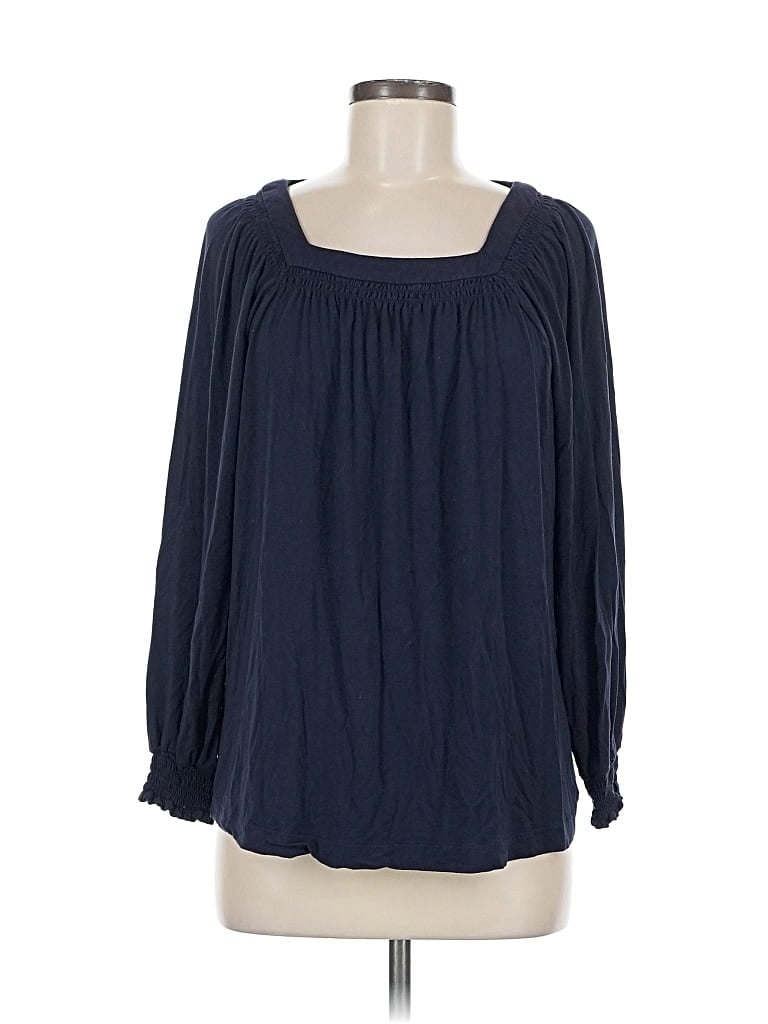 Pre-owned Ann Taylor Long Sleeve Blouse In Blue