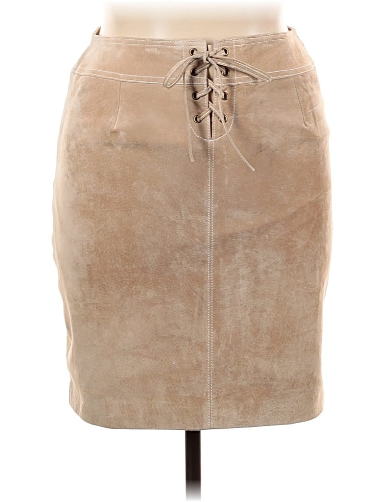 Pre-owned Doncaster Collection Leather Skirt In Brown