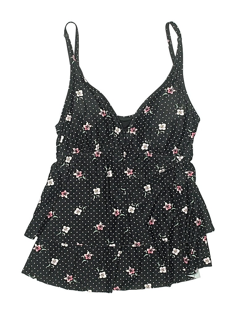 Pre-owned Beach House Swimsuit Top Black Polka Dots Pattern Swimwear