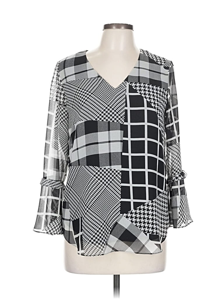 Pre-owned Calvin Klein 3/4 Sleeve Blouse In Black