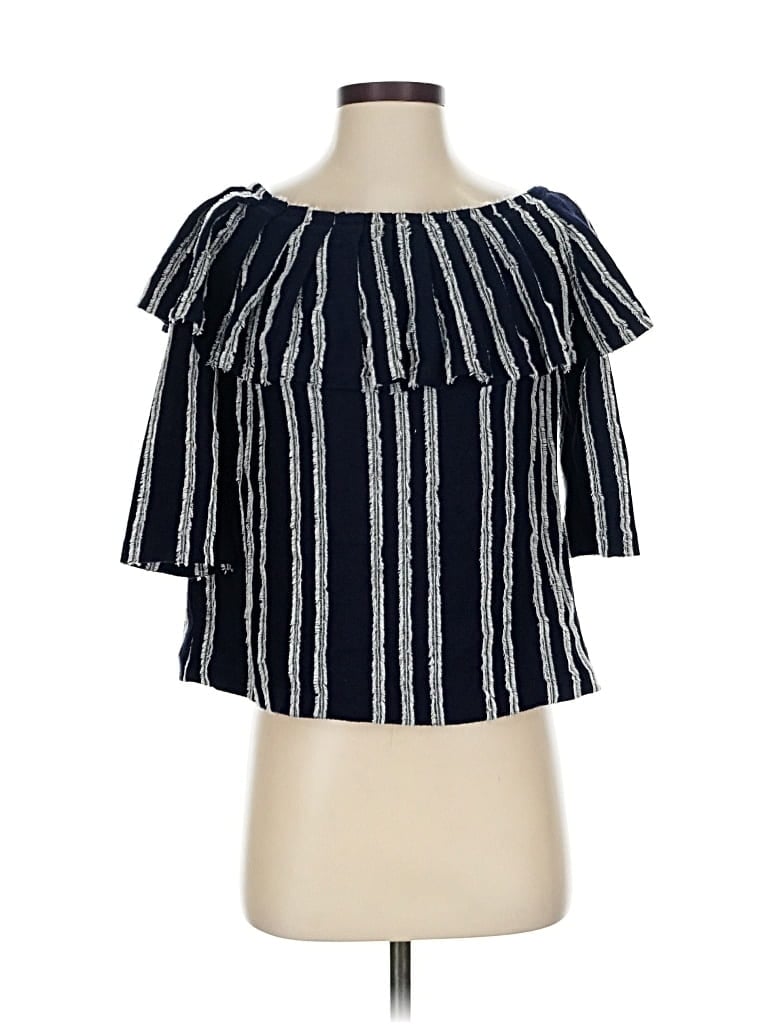 Pre-owned Banana Republic Short Sleeve Blouse In Black