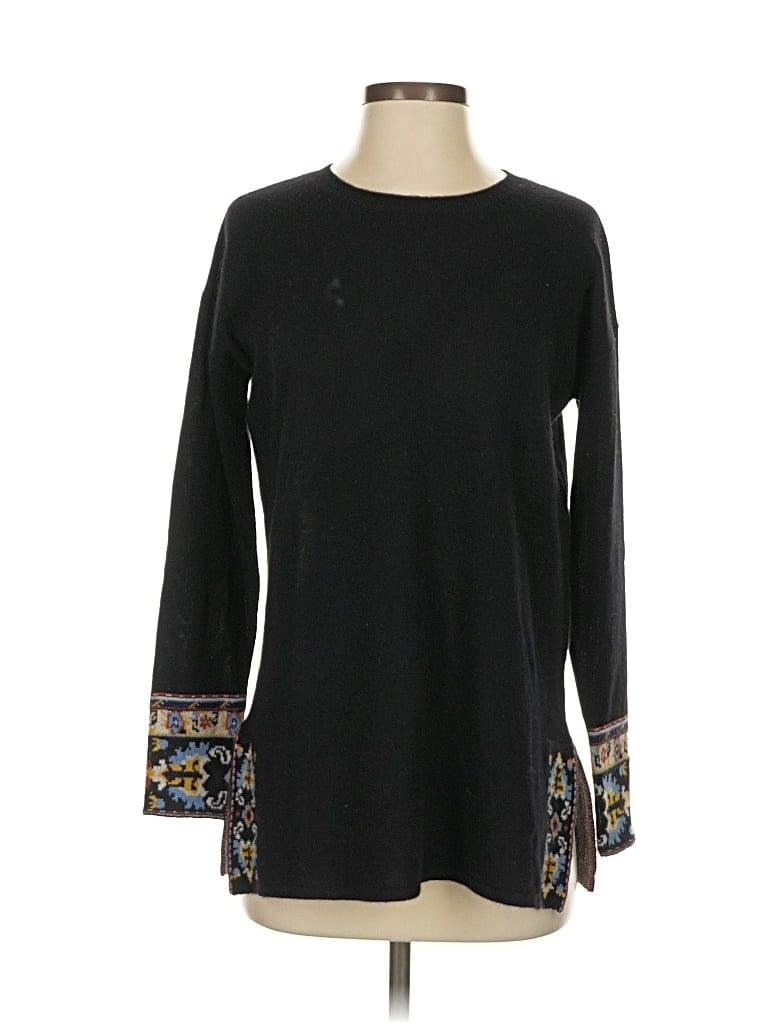 Pre-owned Johnny Was Wool Pullover Sweater In Black