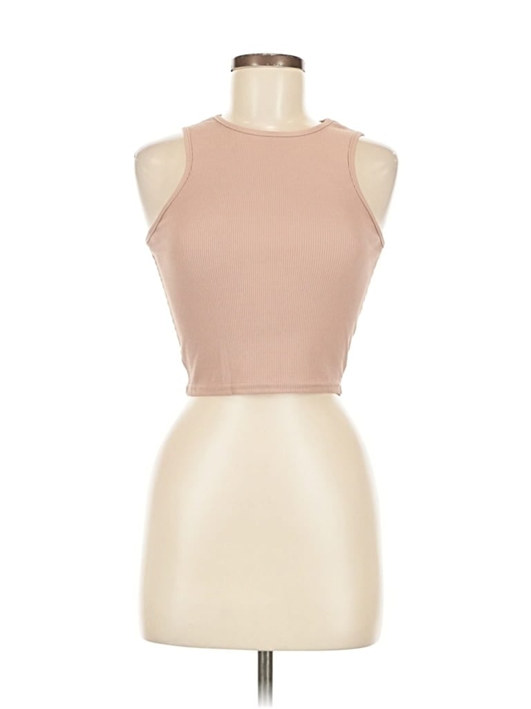 PRETTYLITTLETHING Pre-owned Tank Top Tan Halter Neckline Tops In Brown