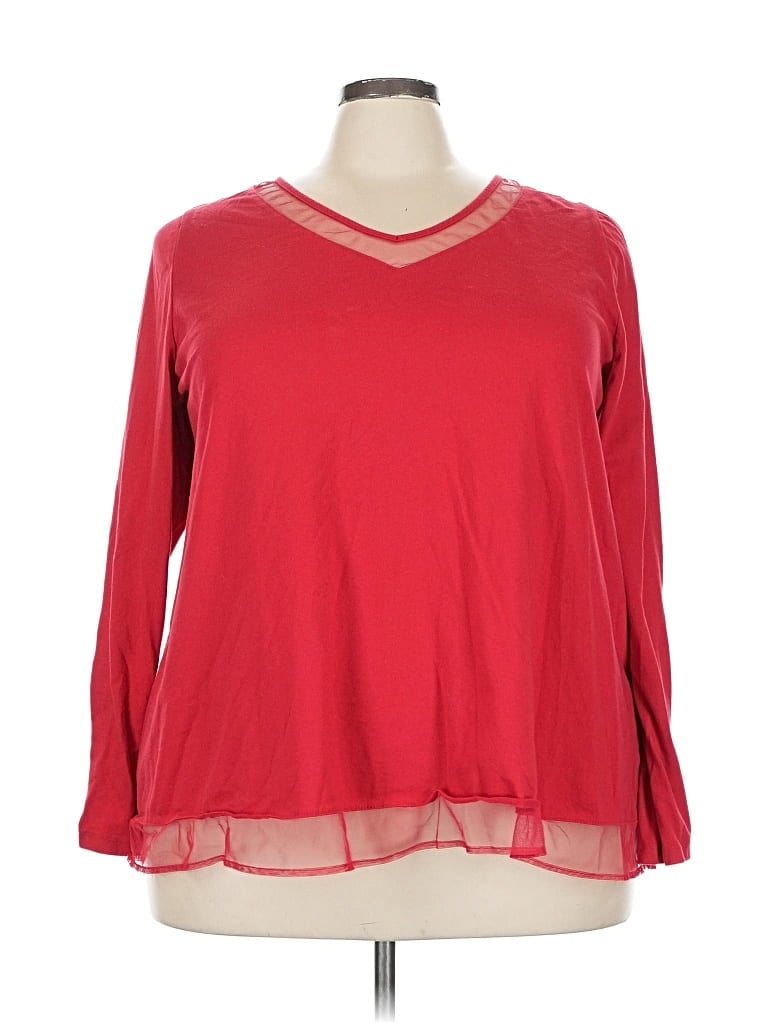 LANE BRYANT Pre-owned Long Sleeve Blouse In Red