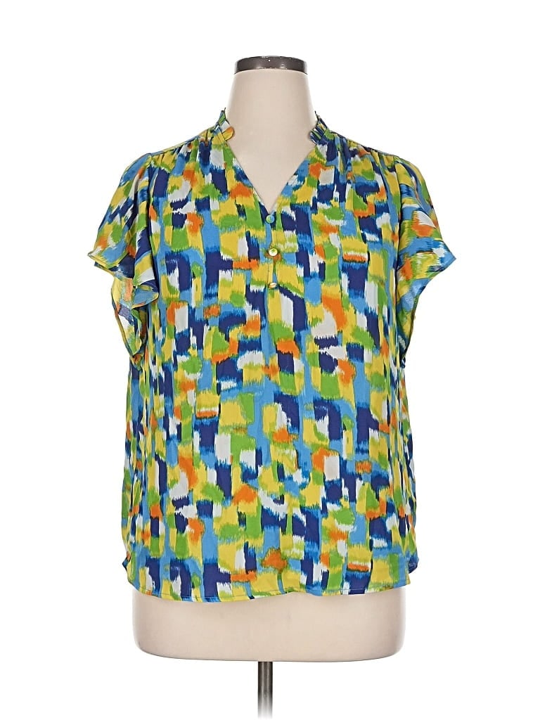 Pre-owned Counterparts Short Sleeve Blouse In Green