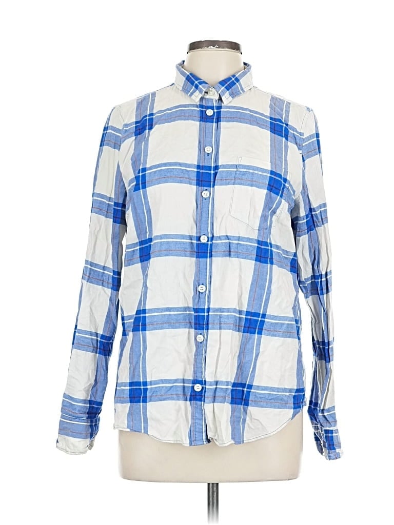 Pre-owned J.crew Factory Store Long Sleeve Button Down Shirt In Blue