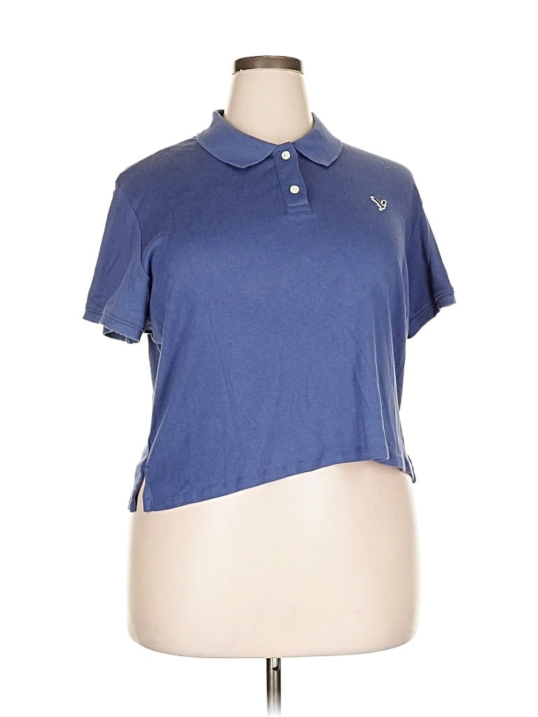 Pre-owned American Eagle Outfitters Short Sleeve Polo Shirt In Blue