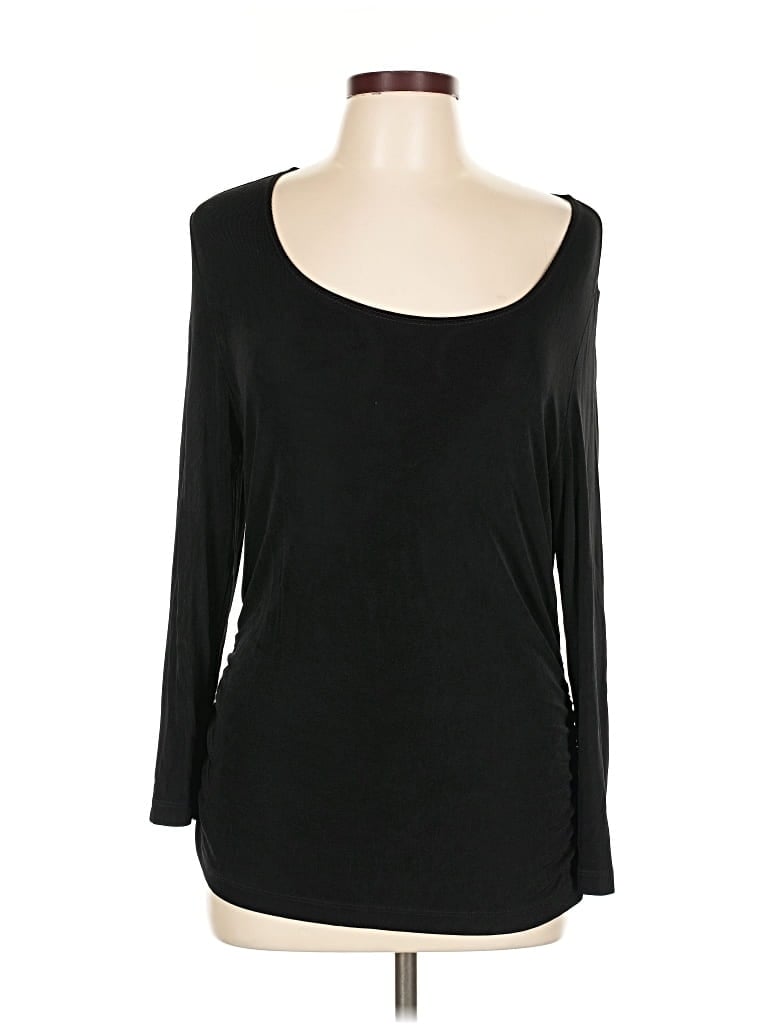 Pre-owned Travelers By Chico's Long Sleeve Top Black Scoop Neck Tops