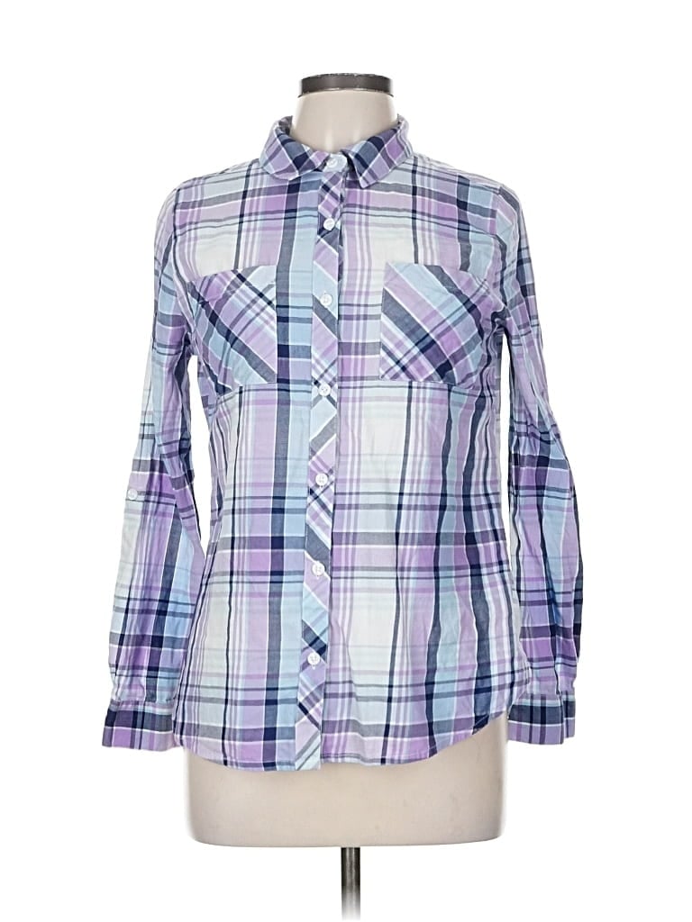 Pre-owned Relativity Long Sleeve Button Down Shirt In Purple
