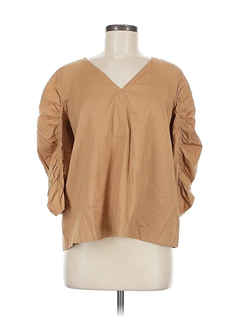 Pre-owned Ann Taylor Loft 3/4 Sleeve Blouse In Brown