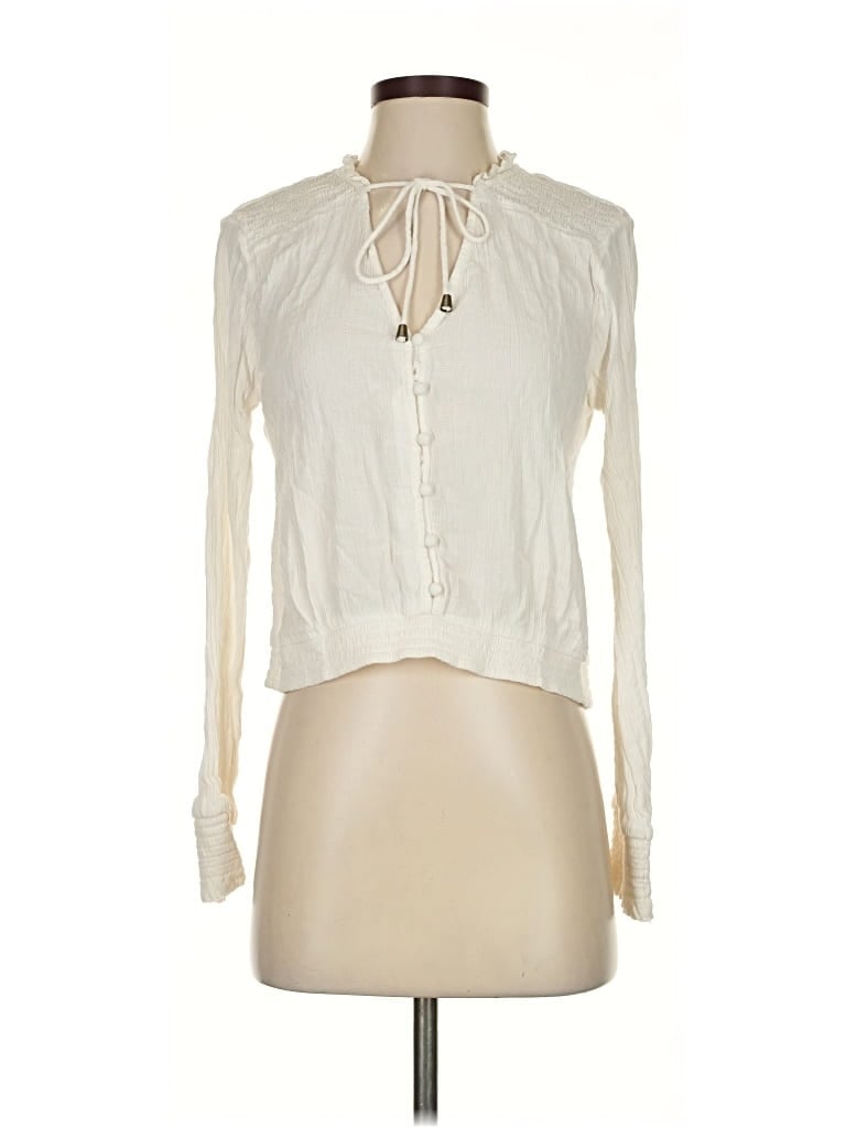 Pre-owned Abercrombie & Fitch Long Sleeve Blouse In White