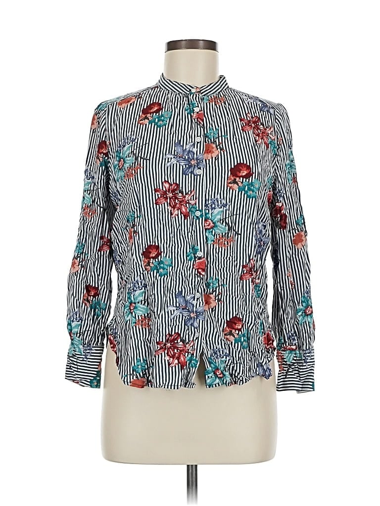 Pre-owned Ann Taylor Loft Outlet Long Sleeve Blouse In Blue