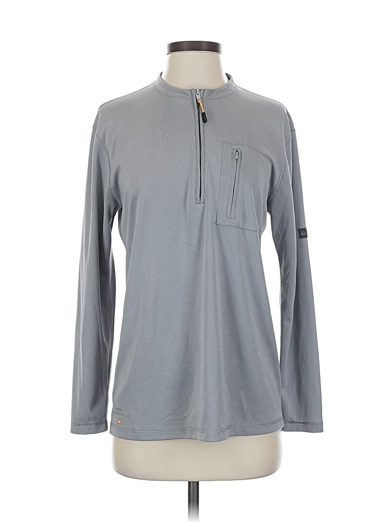 Pre-owned Quiksilver Long Sleeve Henley Shirt In Gray