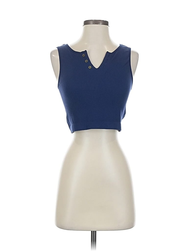 Pre-owned Freshwater Tank Top Blue Collared Neckline Tops