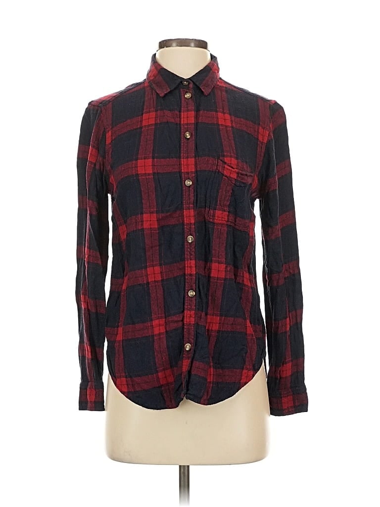 Pre-owned American Eagle Outfitters Long Sleeve Button Down Shirt In Red