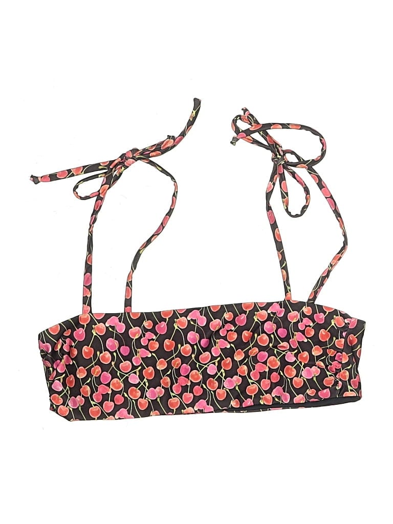 Pre-owned Assorted Brands Swimsuit Top Red Floral Pattern Swimwear