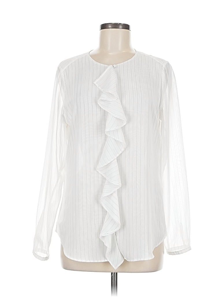 Pre-owned Tommy Hilfiger Long Sleeve Blouse In White
