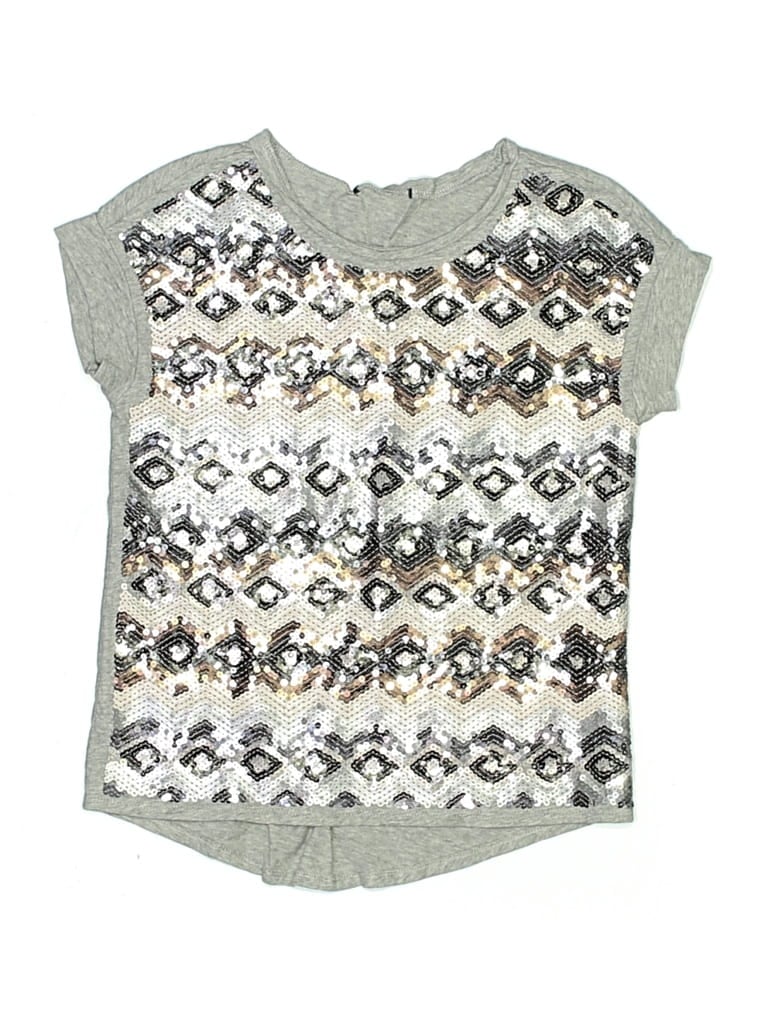 Click to view more detailed imagery on our partner's website Pre-owned Gap Kids' Short Sleeve Top Silver Metallic Pattern Crew Neck Tops