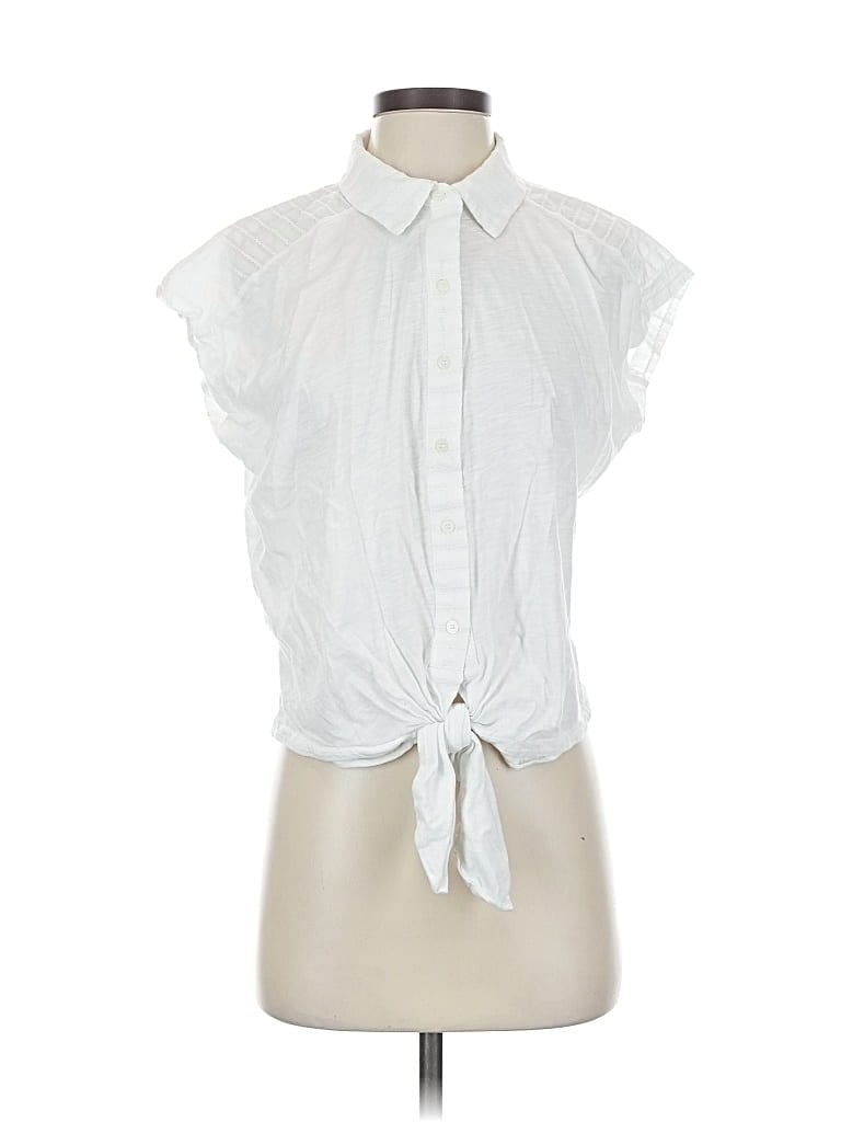 Pre-owned Ann Taylor Loft Short Sleeve Blouse In White