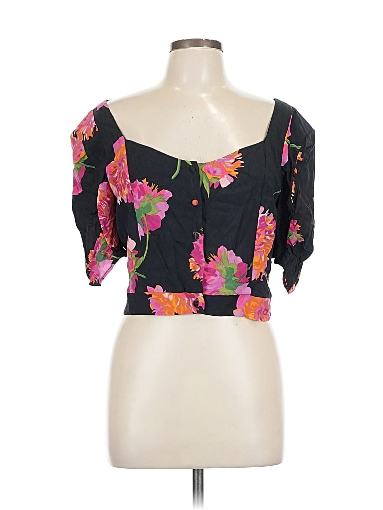 Pre-owned Zara Trf 3/4 Sleeve Blouse In Black