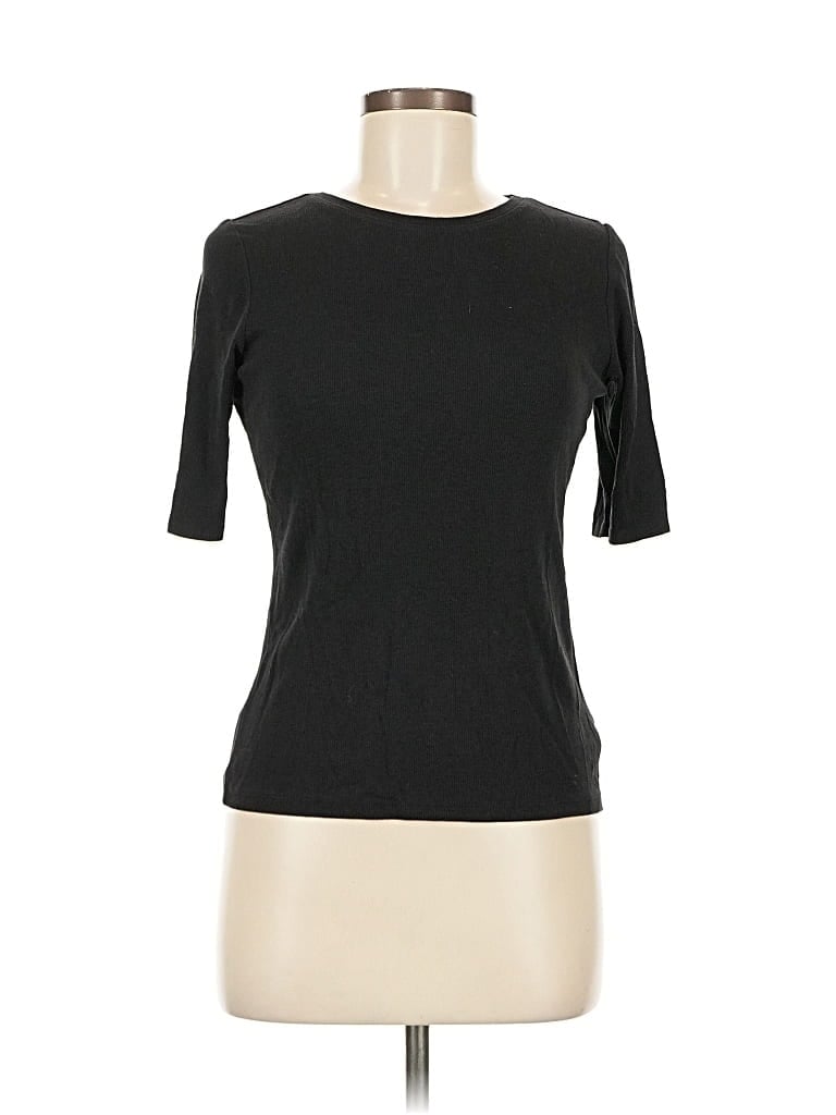 Pre-owned Rachel Zoe Short Sleeve Top Black Crew Neck Tops