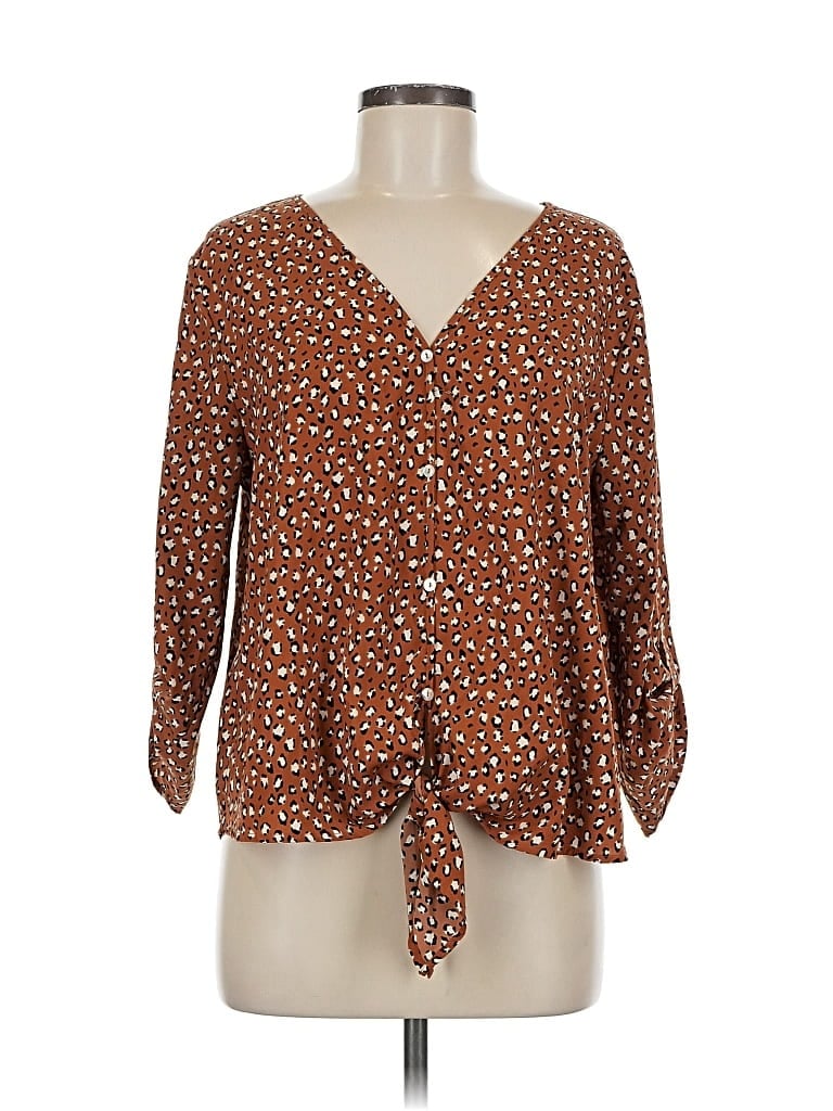 WEST KEI Pre-owned 3/4 Sleeve Blouse In Brown