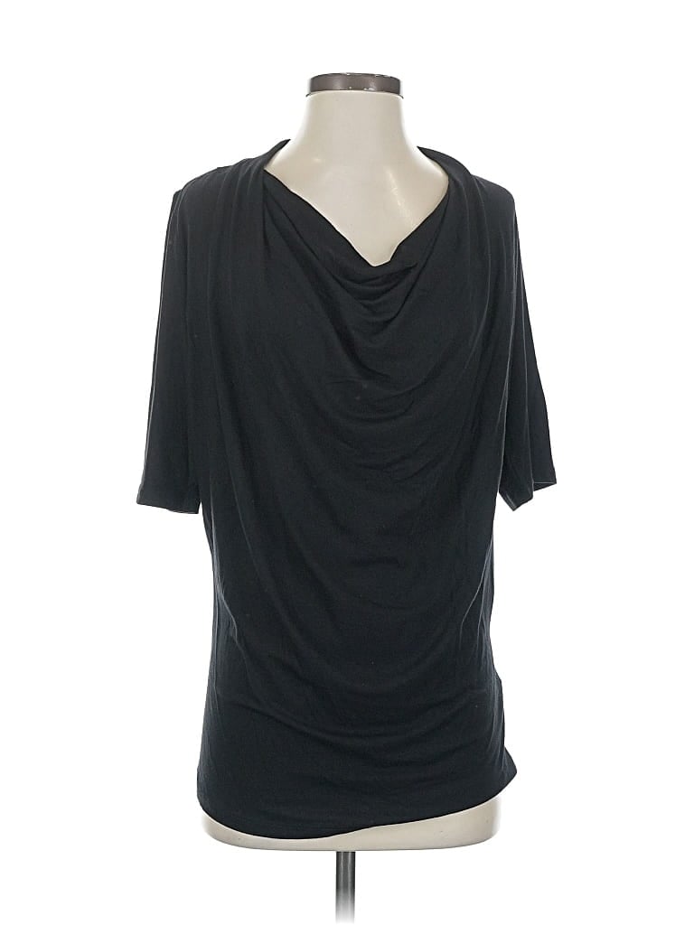 Pre-owned Karen Kane Short Sleeve Top Black Cowl Neck Tops
