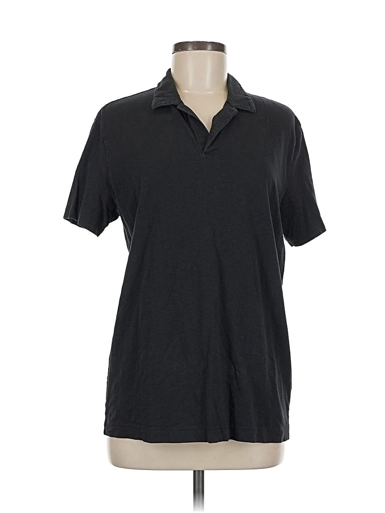 Pre-owned Theory Short Sleeve Top Black Collared Neckline Tops