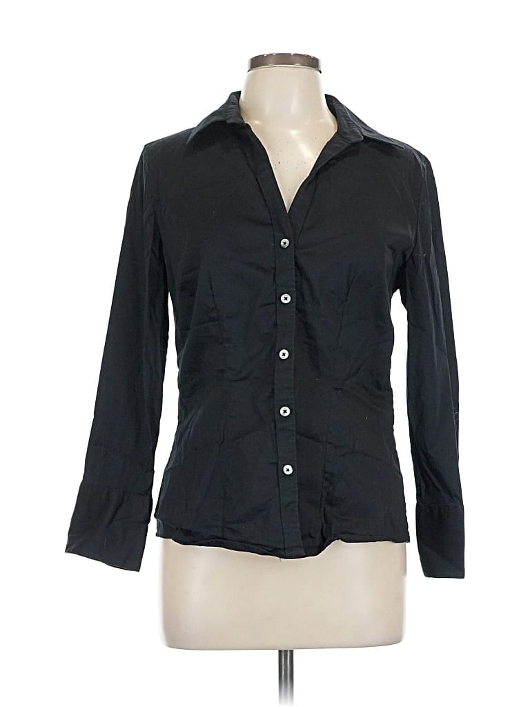 Pre-owned Banana Republic Factory Store 3/4 Sleeve Button Down Shirt In Black